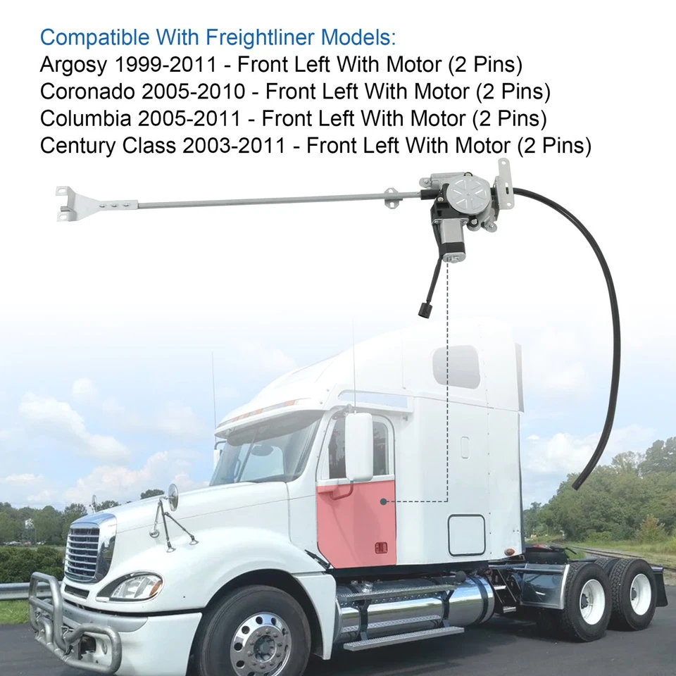 Regulador de ventana eléctrica delantero izquierdo conductor con motor para Freightliner Century Class Foto 3 de 4