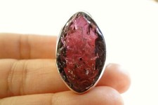 Red Garnet Rough 925 Sterling Silver Ring Size 9
