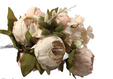 Artificial Small Multi Color Pastel Roses Silk Floral Bouquet Bridal Wedding