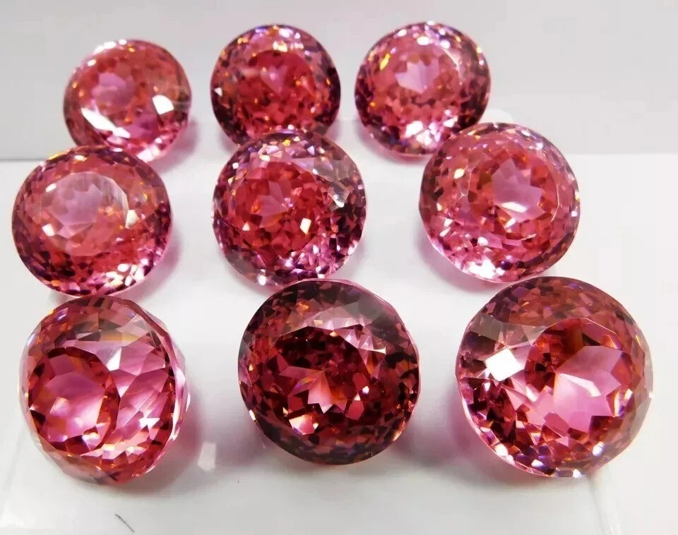 514 Ct+ Natural Round Cut Cambodian Pink Zircon Loose Gemstone GIE Certified LOT - Image 3 of 4