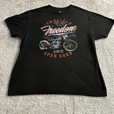 American Freedom Open Road Biker Graphic T-Shirt Men's Size 2xl