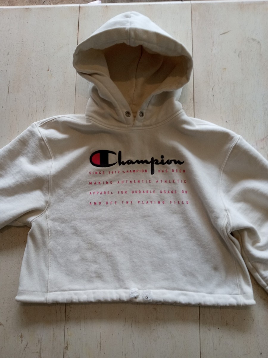 Champion Size Small Women's Cropped Hoodie Pullover Sweatshirt Top Five