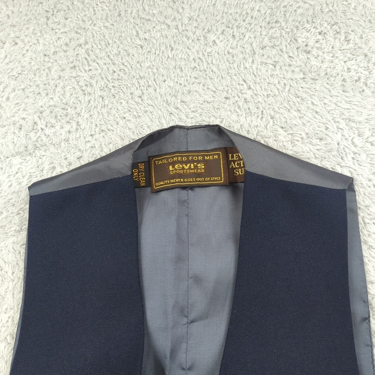Vintage Levis Action Suit Vest Mens 36 PTP Navy Blue Button