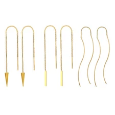 Women Stainless Steel Long Chain Tassel Earrings Drop Dangle Threader Earrings