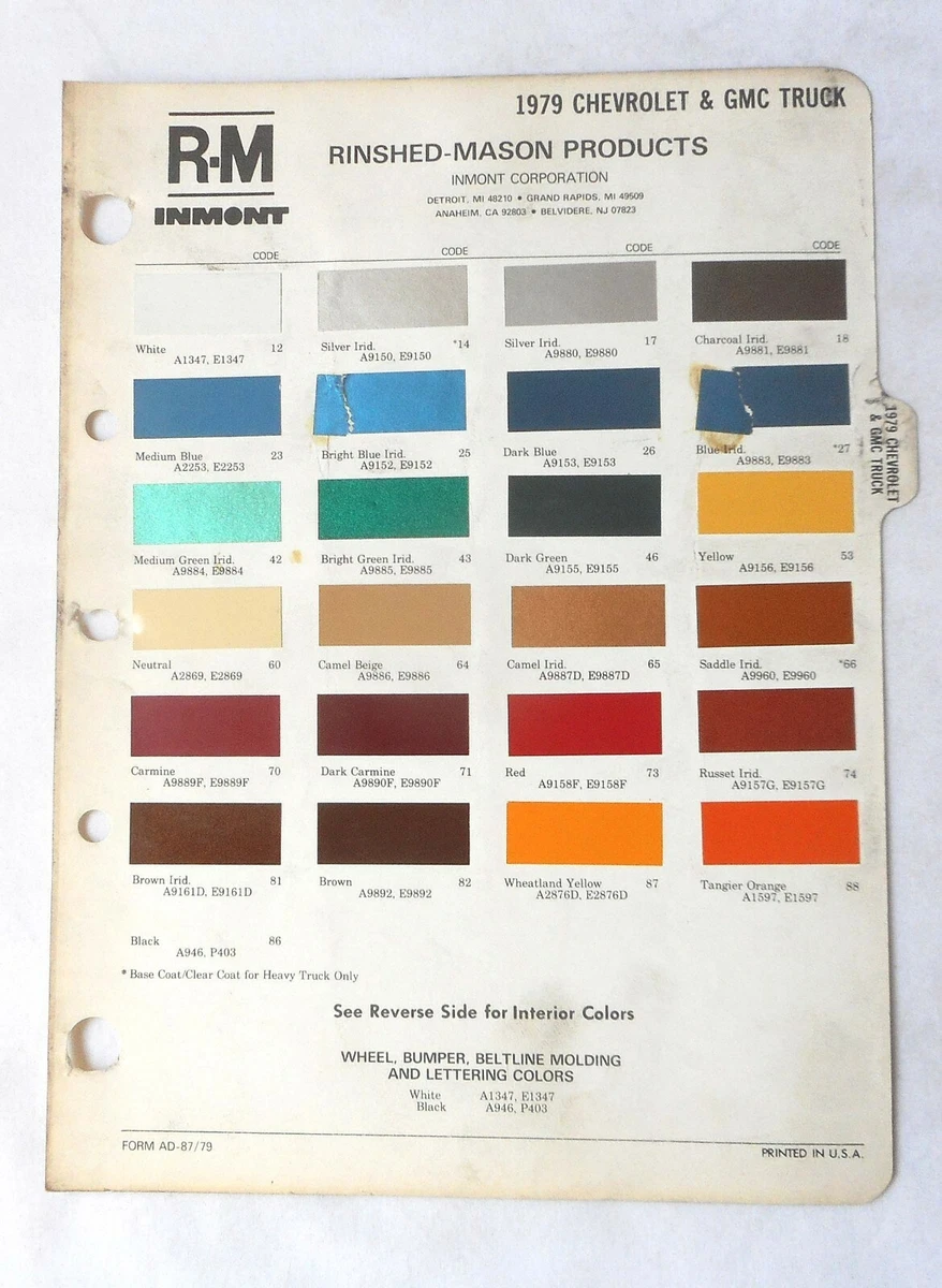 1960 To 1969 GM Paint Codes And Color Charts In 2023 Truck, 57 OFF