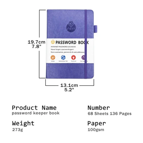 Password Book Hardcover Journal Notebook Internet Address & Password Organizer - Picture 5 of 19