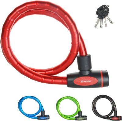 MASTERLOCK Fahrrad Kabelschloss / 1m Kabel / 8228EURDPRO - ZUFÄLLIGE FARBE WÄHLBAR
