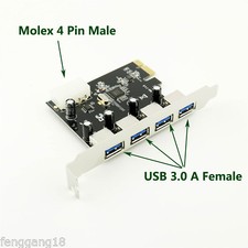 PCI-E to 4 Port USB 3.0 HUB VL805 Chipset PCI Express Card Adapter 5 Gbps Speed