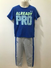Under Armour Boys Blue/Gray Sz 4 2-Piece "Already Pro" Tee Pants Set 40 NWT