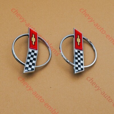 pair-chrome-red-84-96-c4-front-nose-rear-gas-lid-emblems-cross-flags