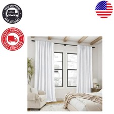 Versatile 2 Set Blackout Curtains 102 Inches Long in Crisp White - Easy Care