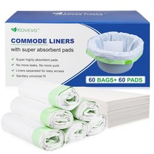 60 Pack Commode Liners with Absorbent Pads, 60 Bedside Commode Liners and 60 ...