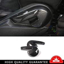 ABS Carbon Fiber Seat Button Handle Cover Trim 2PCS For Ford Mustang 2015-2020