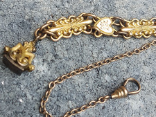 Antique Victorian Ornate SM&S Gold Filled Watch Chain Fob with Clip