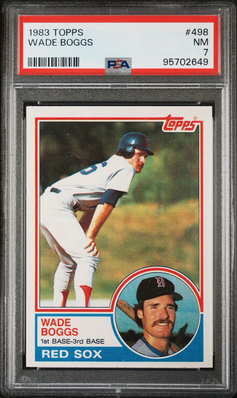 1983 TOPPS WADE BOGGS ROOKIE #498 Red Sox PSA 7