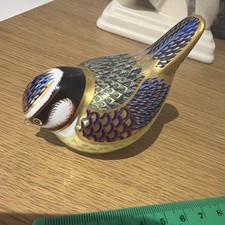 Royal Crown Derby Blue Tit Paperweight. Gold Stopper.