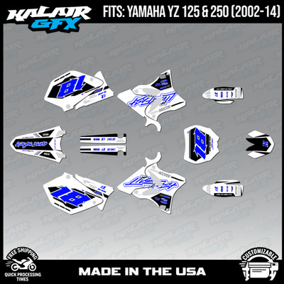 Graphics Kit for Yamaha YZ125/250 (2002-2014) Rebel Series - BLUE-SHIFT