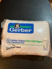 Vintage 1970's Eleven Gerber pre-folded 100 pure cotton diapers