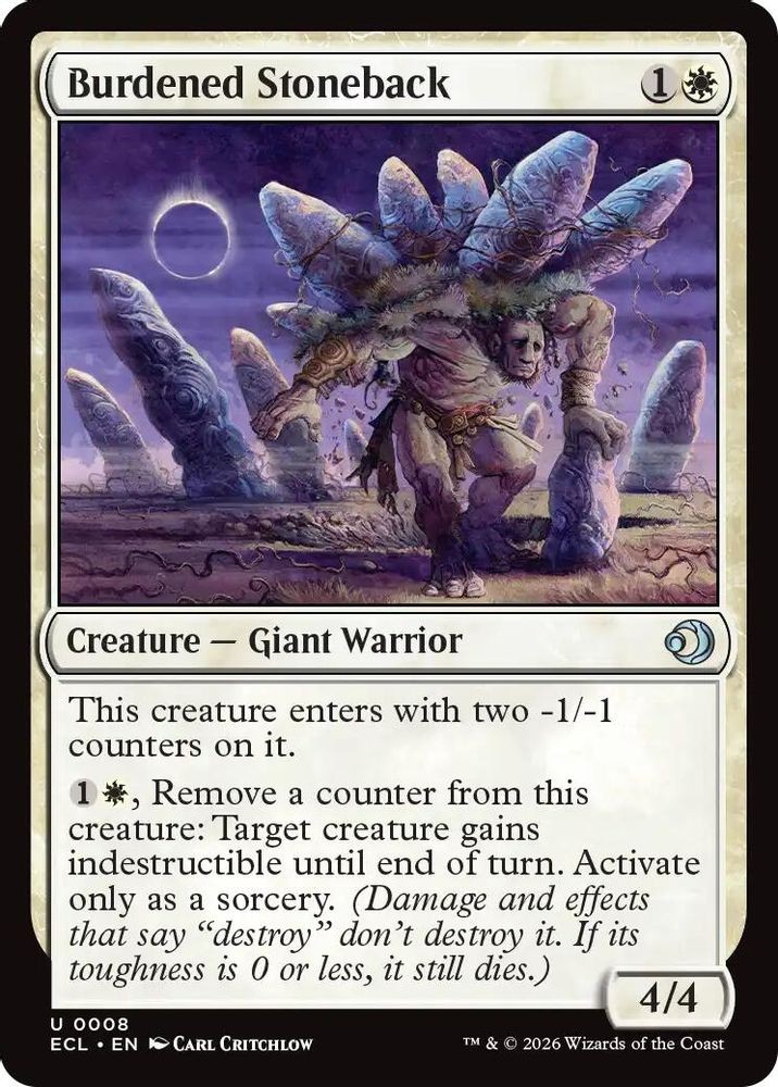 2026 Magic: The Gathering: Lorwyn Eclipsed Burdened Stoneback (#8, U, Near Mint)
