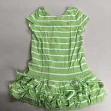 Ralph Lauren girls dress Mint White Strips GUC 4T