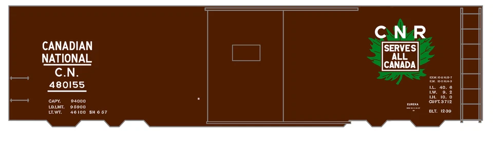 K4 HO Scale Decals Canadian National 40 Ft Steel Boxcar White & Green Maple Leaf - Image 3 of 3