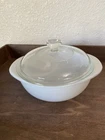 VINTAGE PYREX 1 QUART CASSEROLE DISH WITH LID 022 WHITE OPAL MADE IN USA