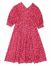 VINTAGE Womens 3/4 Sleeve A-Line Dress UK 14 Medium Pink Geometric AO04