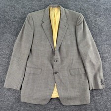 Corneliani Suit Jacket 46 L Beige Black Wool Plaid Premium Luxury Sport Italy