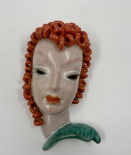 Goldscheider Wien Wandmaske 7453 8, Art Deco Dame, 20er Jahre
