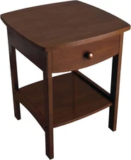 22x18x18" Wood Curved End Table/Night Stand Accent Sofa Table w/One Drawer Brown