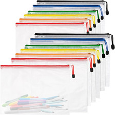 A4 Mesh Zipper Pouch Bags 12PCS Waterproof File Organizer Folders Office School