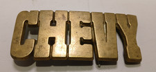 Chevy Solid Brass Belt Buckle Spell Out Block Letter Chevrolet Vintage 1970s