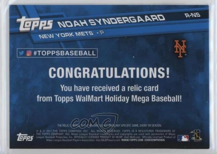 2017 Topps Holiday Wal-Mart Exclusive Relics Noah Syndergaard #R-NS - Image 2 of 2
