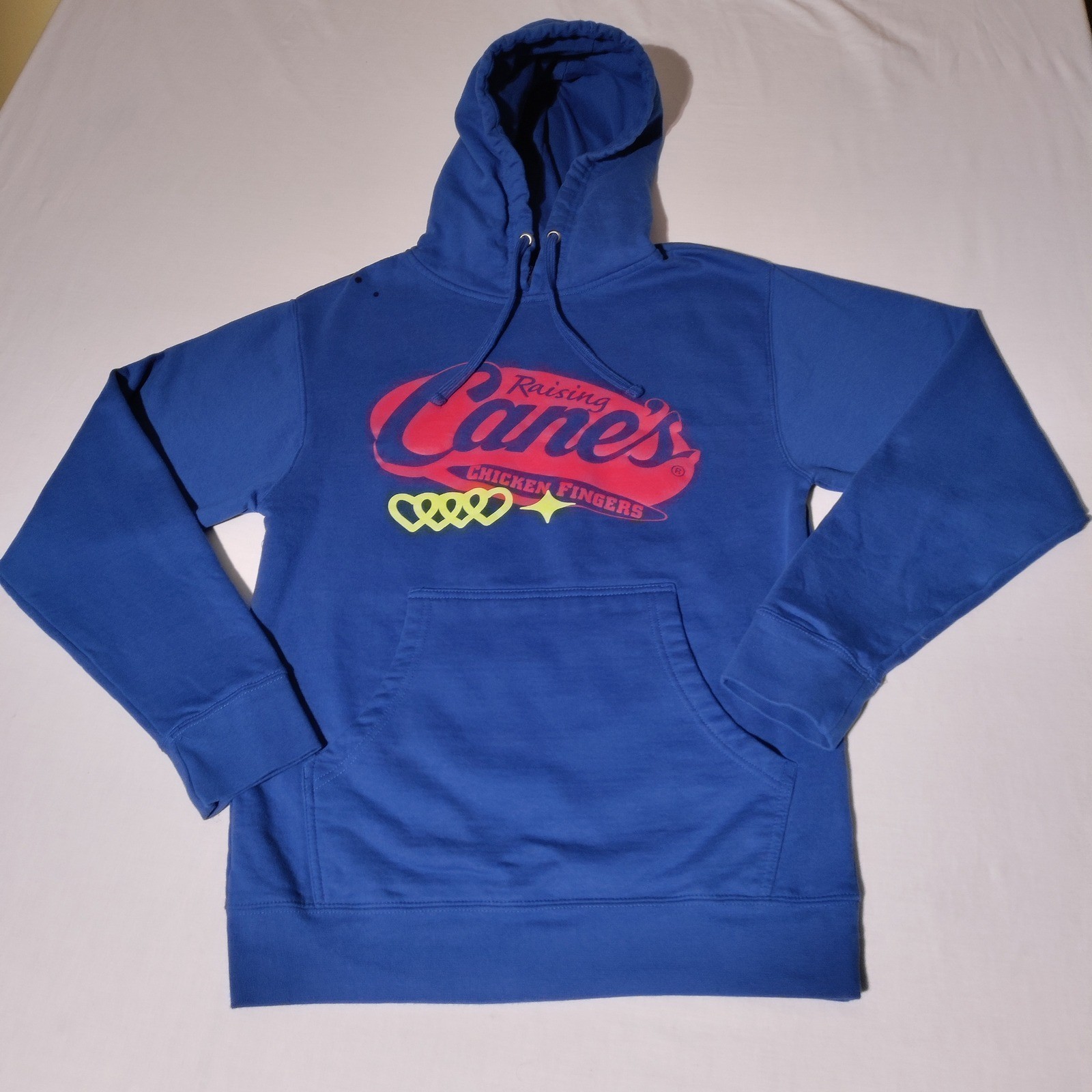 Raising Canes Chicken Fingers Hoodie Blue Pullover Sweatshirt Small - Imperfect