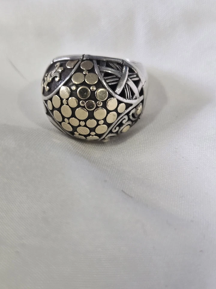 Anillo John Hardy Dot Oro Amarillo 18K y Plata de Ley Talla 7-ENVÍO GRATUITO A EE. UU.  Foto 2 de 3