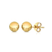 925 Sterling Silver Ball Stud Earrings- Butterfly Backings 3mm-12mm Silver Yello