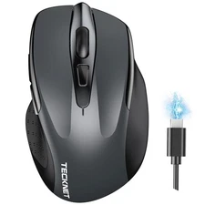 TECKNET Wireless Mouse BT5.0/3.0 & 2.4G Rechargeable 4800 DPI Silent USB A & ...