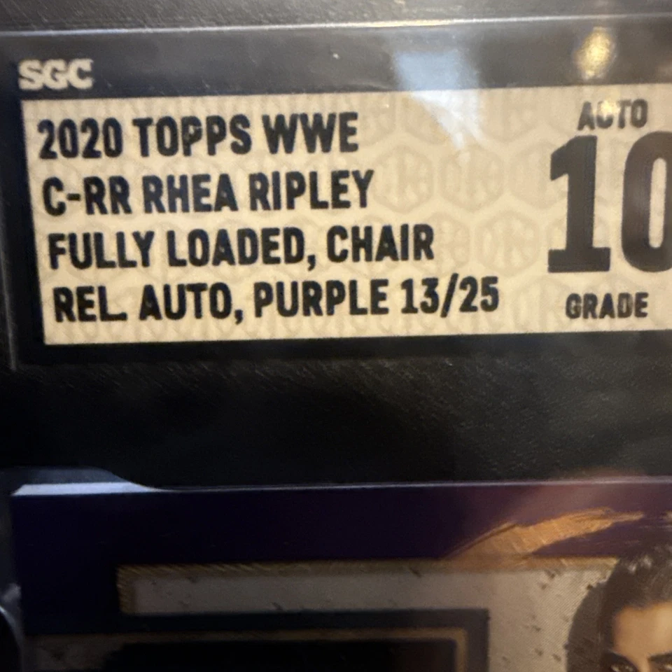 2020 TOPPS WWE FULLY LOADED AUTO CHAIR RELIC RHEA RIPLEY PURPLE 13/25 SGC 10/9.5 - Image 2 of 4