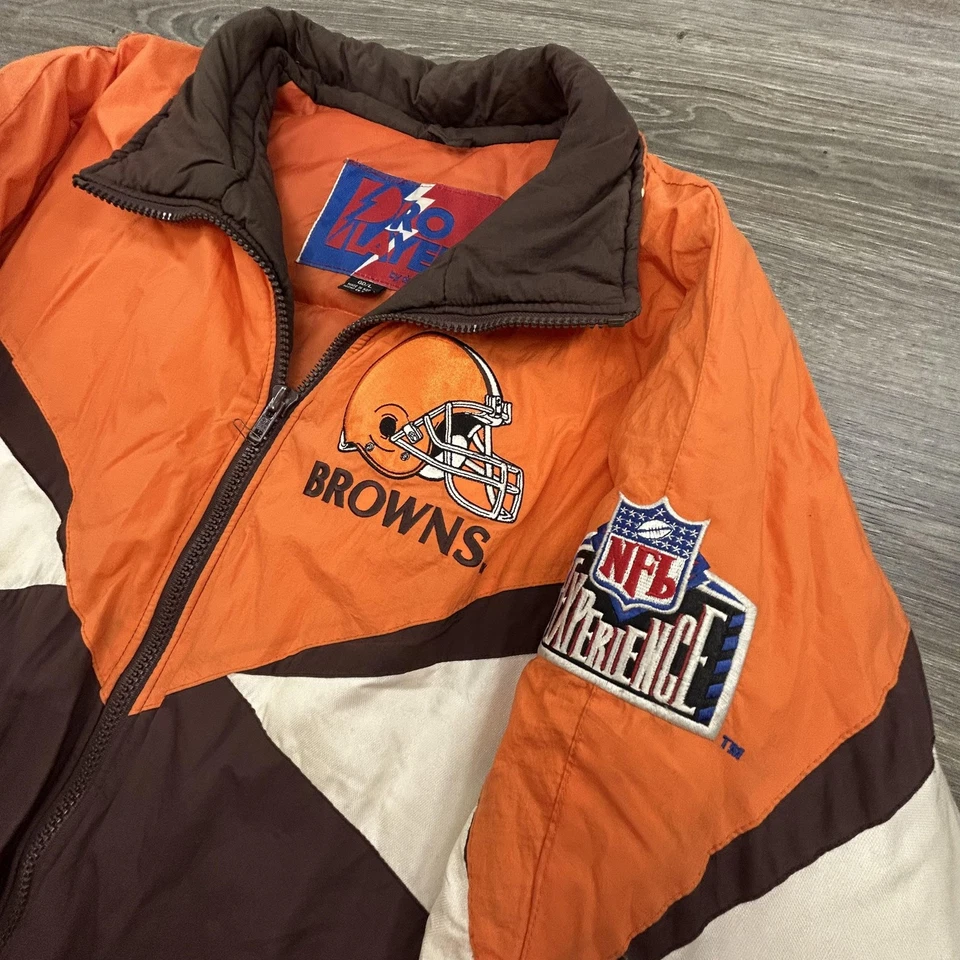 Chaqueta de Colección Cleveland Browns Para Hombre Grande Fútbol Puffer Abrigo Jugador Profesional Años 90 Foto 2 de 4