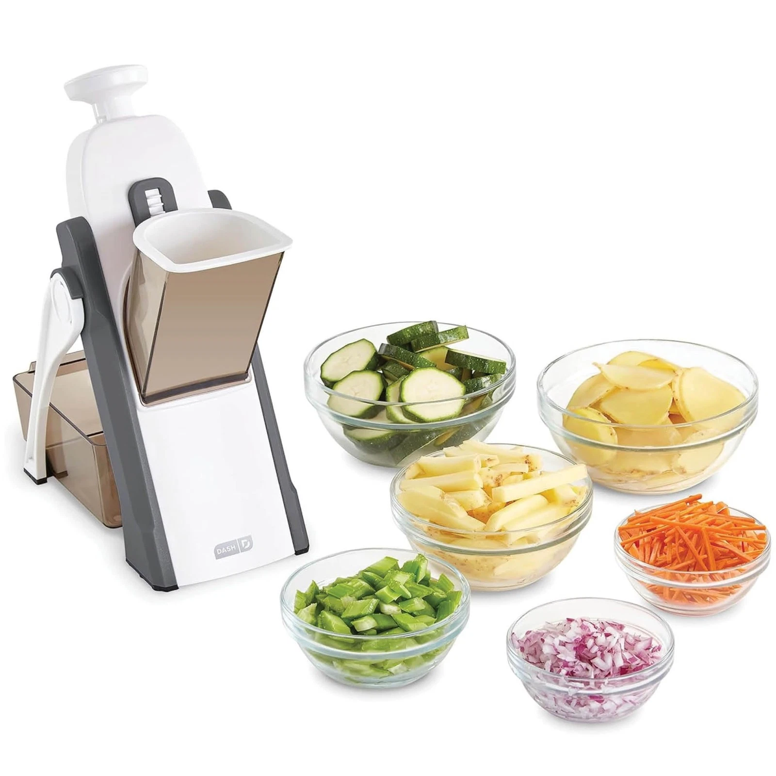 Mandoline Slicer Foldable Compact Food Prep Slice Dice Julienne Grey Dash Safe