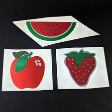 Vintage Hambly Mylar Stickers Fruit Apple Watermelon Strawberry