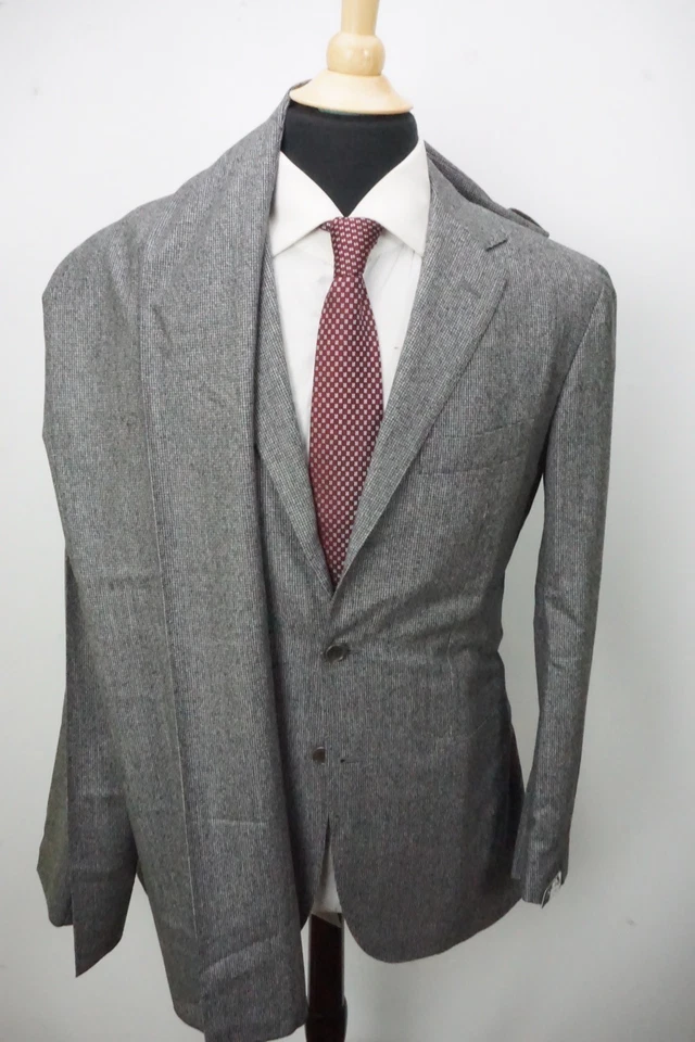 Sartorio x Kiton Gris Negro Pata de Gallo Flanne l2Pc Traje Chaqueta Pantalón 38R NUEVO Foto 4 de 4