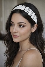 White Crochet Lace Cotton Headband Bohemian Women's Hair Accessory
