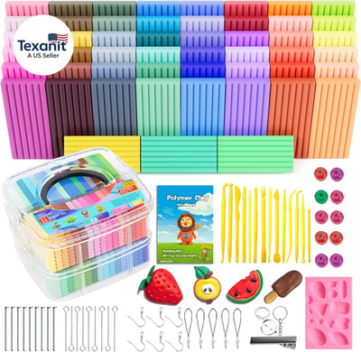 Polymer Clay Starter Kit, Oven Bake Modeling Clay with Sculpting Tools, 51 Color