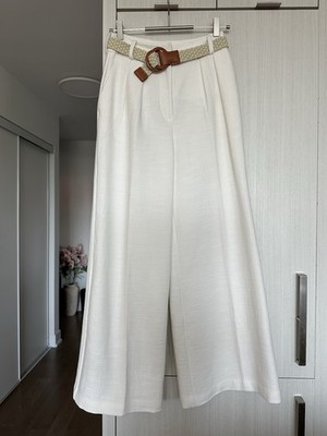 MINT 100% AUTH Zimmermann August Tuck Belted Wide-leg Cotton Pants