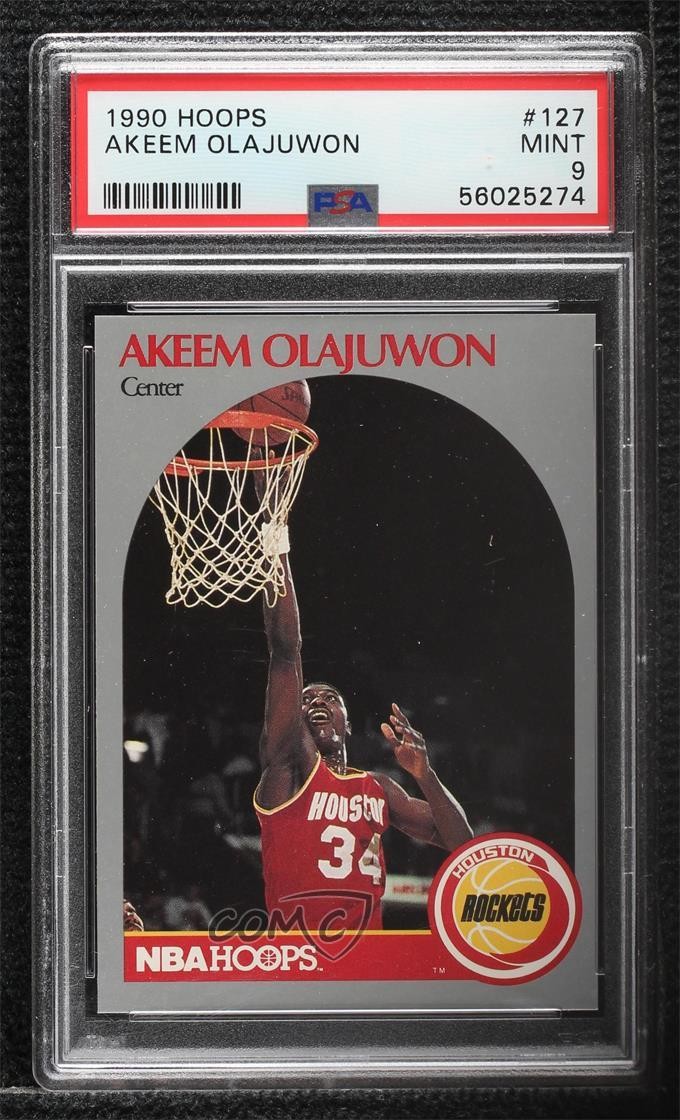 1990-91 NBA Hoops Hakeem Olajuwon #127 PSA 9 MINT HOF 08fz