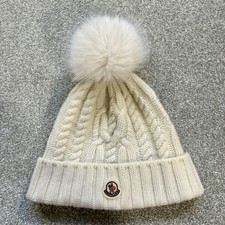 Berretto donna Moncler lana e cashmere pom-pom bianco taglia UNI 100% autentico