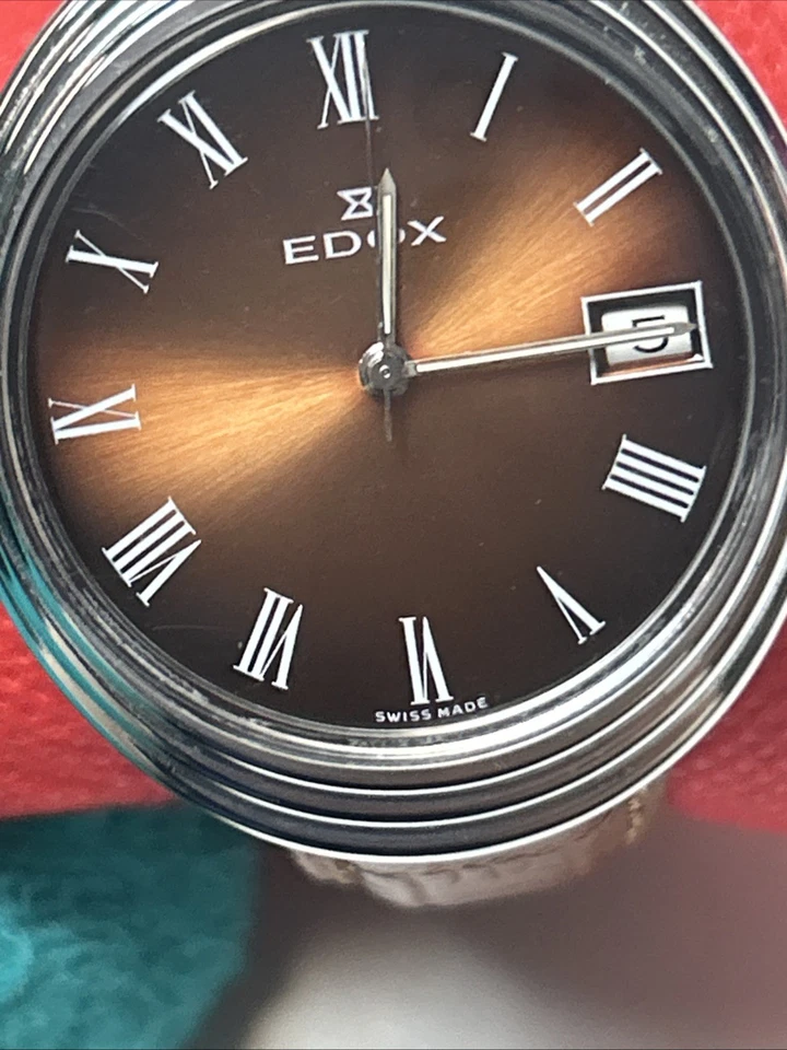 Reloj para hombre raro Edox Disco Volante esfera romana de precisión suiza 422-5200 Foto 2 de 4