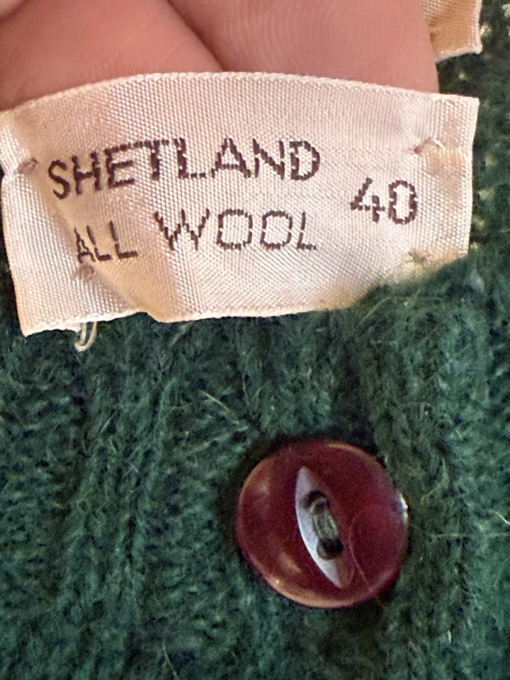 Винтажный шерстяной свитер Alan Paine Shetland Англия ТЕМНО-зеленый размер 40 M (читайте) - Изображение 4 из 4