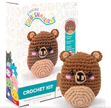 NIB! Squishmallows Original Omar The Bear Crochet Kit, Yarn, Crochet Hook, S